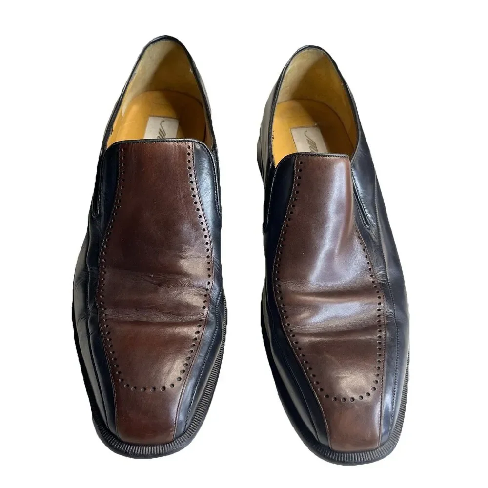 Mezlan Azores Loafer Men's 10.5M 2-Tone Oxford Leather Casual Dress Shoes Spain